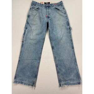 Ecko Unltd. Carpenter Jeans Men's Sz 34 Denim Cargo Pockets Baggy Distressed Y2K